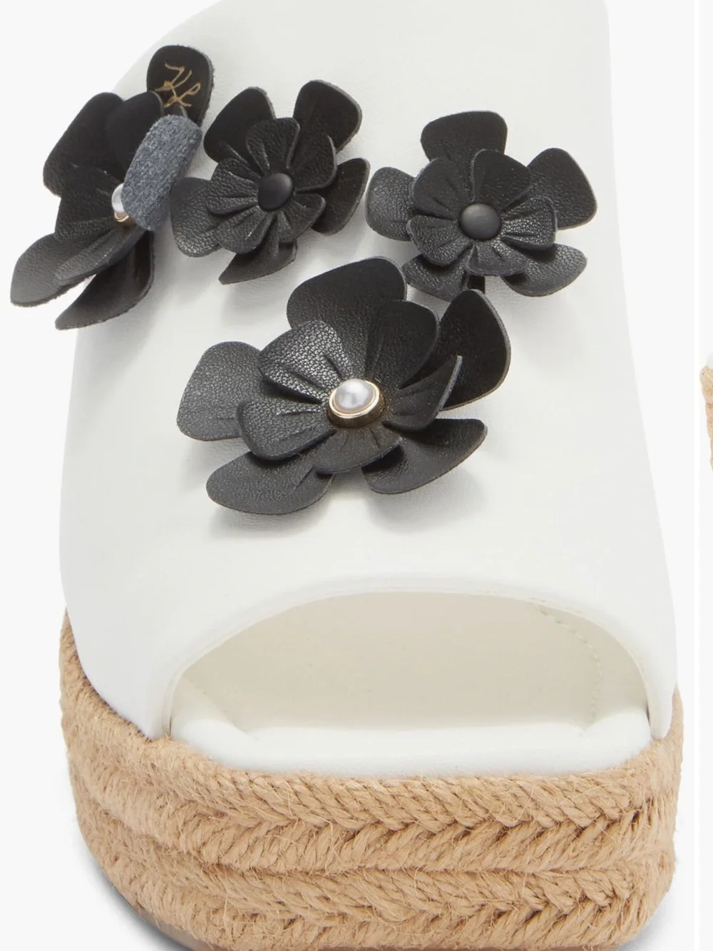 Karl Lagerfeld Clove Fleur Wedge Sandal size 8 bright white black with flowers